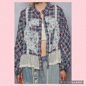 ☮️POL Peaceful Vibes Plaid Top☮️